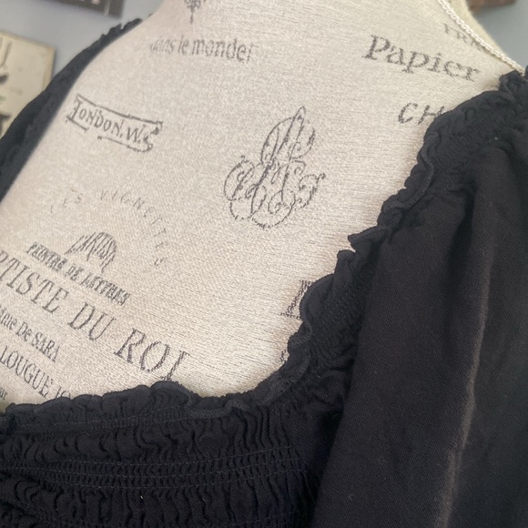 Forever 21 2X Black Crop Balloon Sleeve Top Shirt Cinch Front Plus Size - Picture 3 of 9